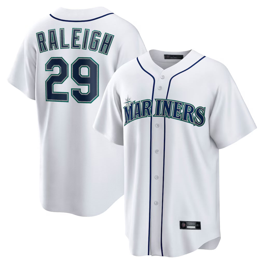 harde S.Mariners #29 Cal Raleigh Player White Home Game Stitched Jerseys