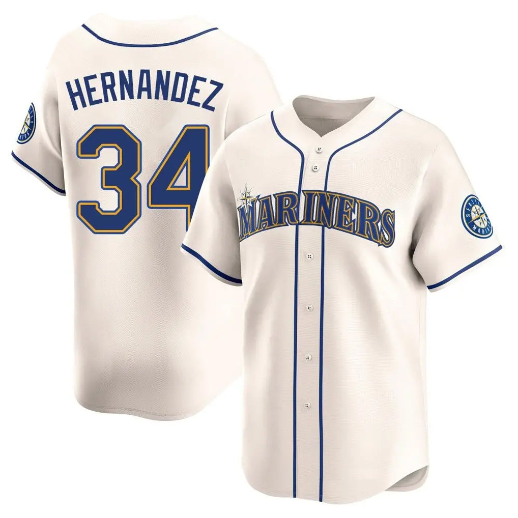 harde S.Mariners #34 Felix Hernandez Player Cream Home Limited Stitched Jerseys