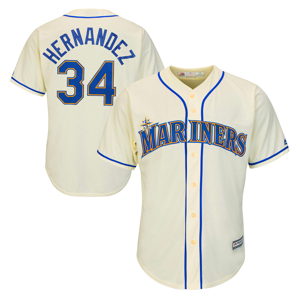 harde S.Mariners #34 Felix Hernandez Player Cream Majestic Home Cool Base Limited Stitched Jerseys
