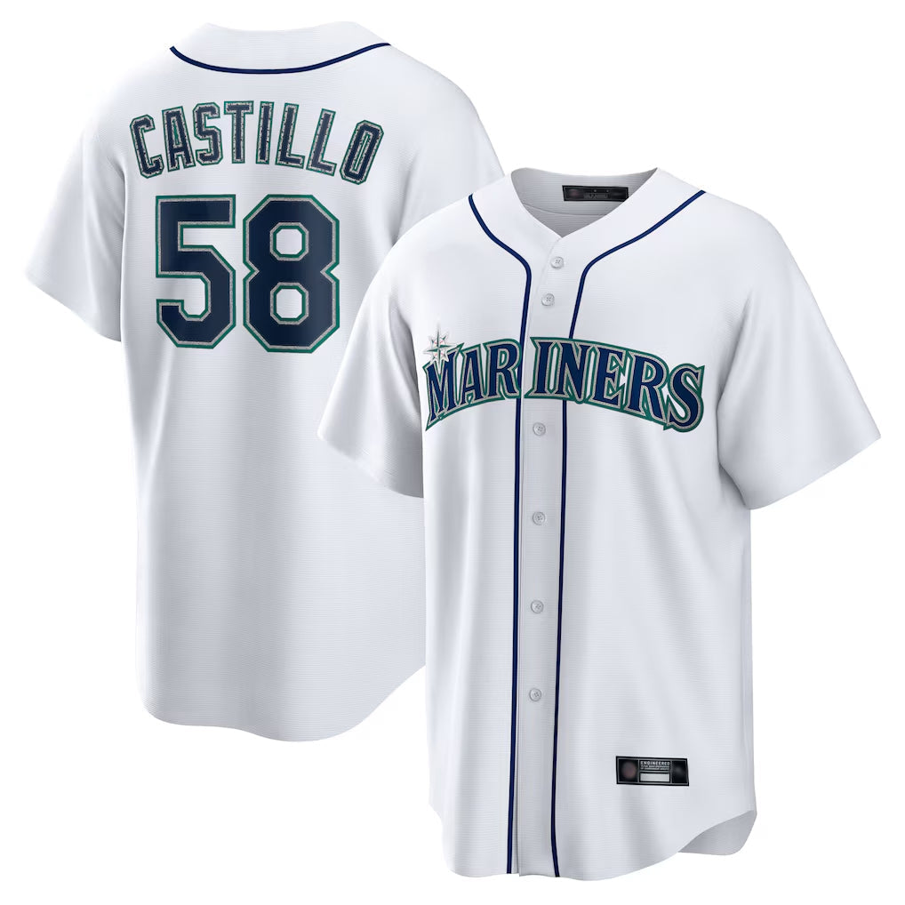 harde S.Mariners #58 Luis Castillo Player White Home Game Stitched Jerseys