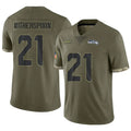 harde S.Seahawks #21 Devon Witherspoon Player Salute to Service Olive Stitched Jerseys