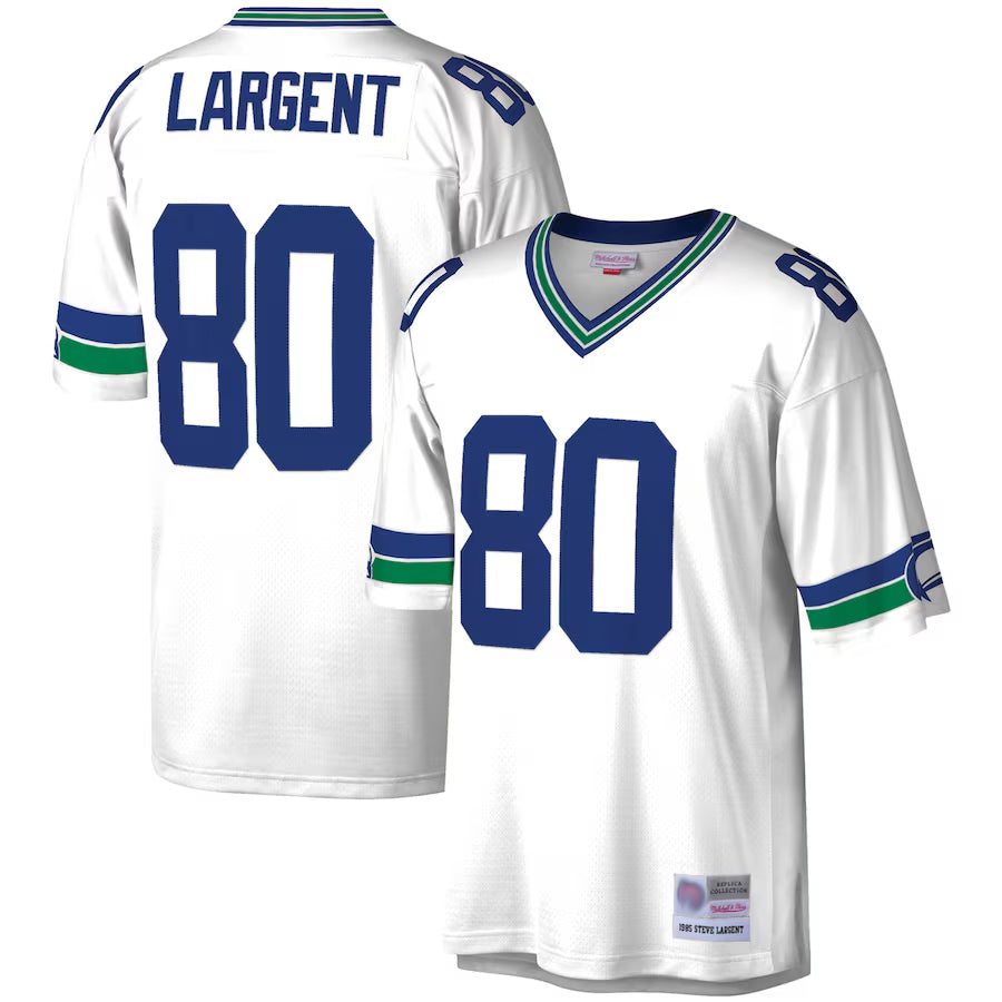 harde S.Seahawks #80 Steve Largent Player Mitchell & Ness White Legacy Replica Stitched Jerseys