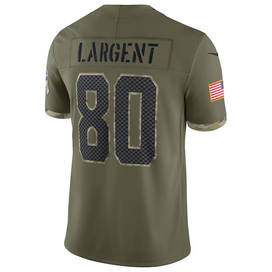 harde S.Seahawks #80 Steve Largent Player Salute to Service Olive Stitched Jerseys