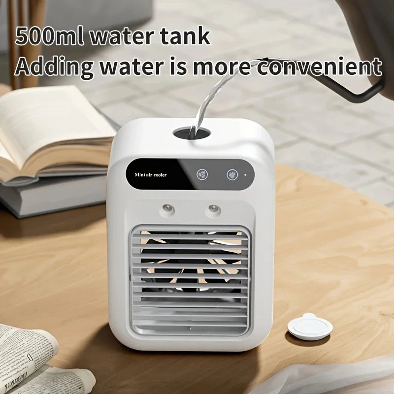 Mini Mute Air Conditioning Fan Portable Desktop Air Cooler with Humidification USB Rechargeable for Household Home Office