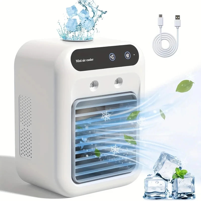 Mini Mute Air Conditioning Fan Portable Desktop Air Cooler with Humidification USB Rechargeable for Household Home Office