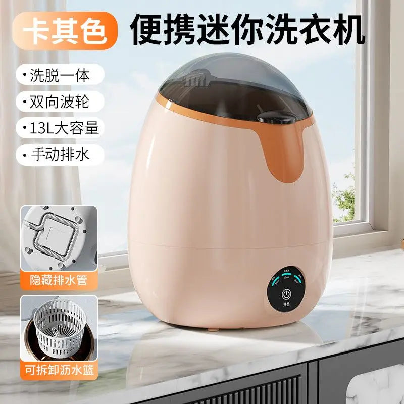 Household Semi-Automatic Small Washing Machine All-in-One Wash & Spin for Underwear Socks Baby Clothes Blue Light Sterilization