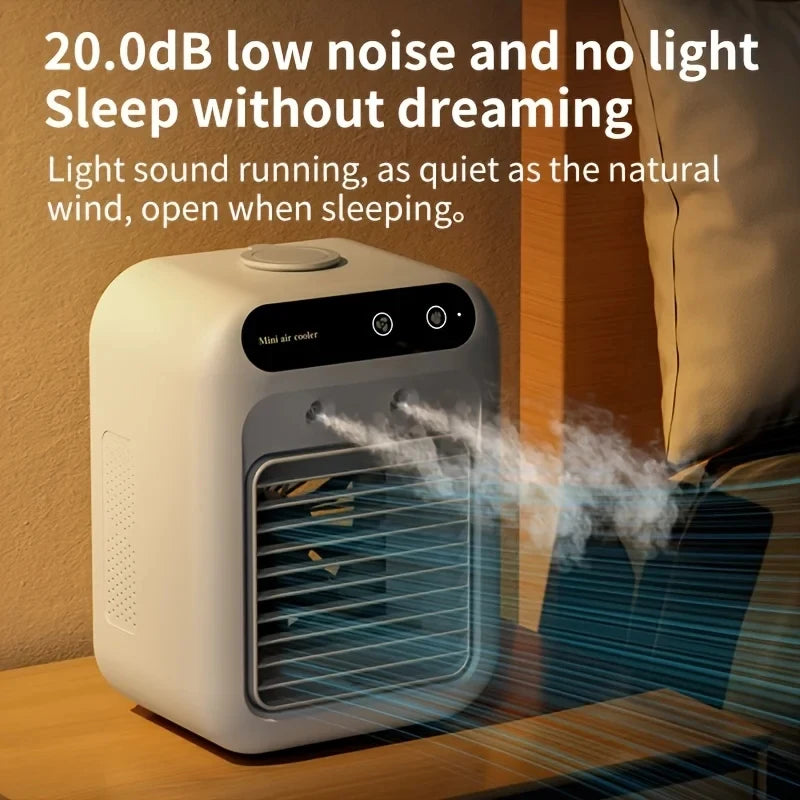 Mini Mute Air Conditioning Fan Portable Desktop Air Cooler with Humidification USB Rechargeable for Household Home Office
