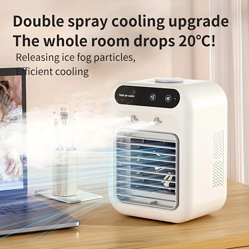 Mini Mute Air Conditioning Fan Portable Desktop Air Cooler with Humidification USB Rechargeable for Household Home Office