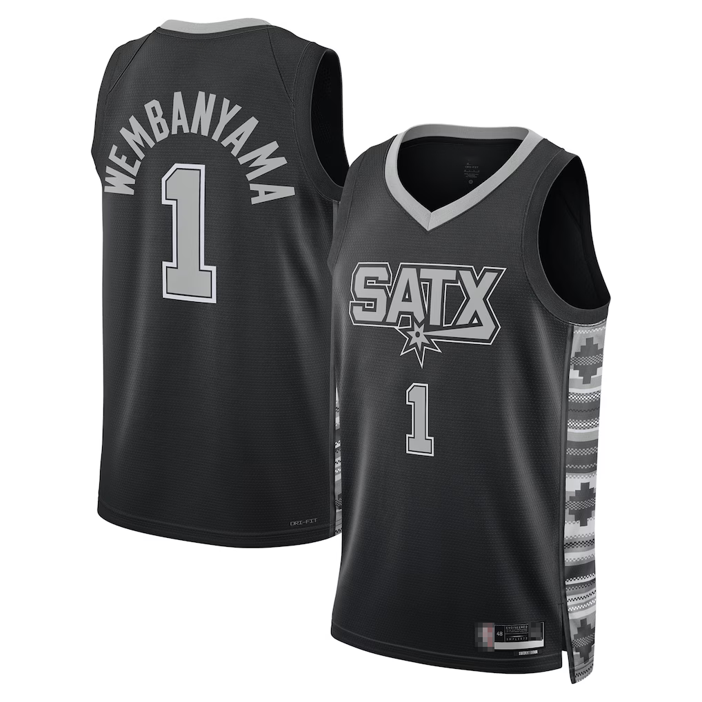 harde SA.Spurs #1 Victor Wembanyama Black Swingman Jerseys - Statement Edition