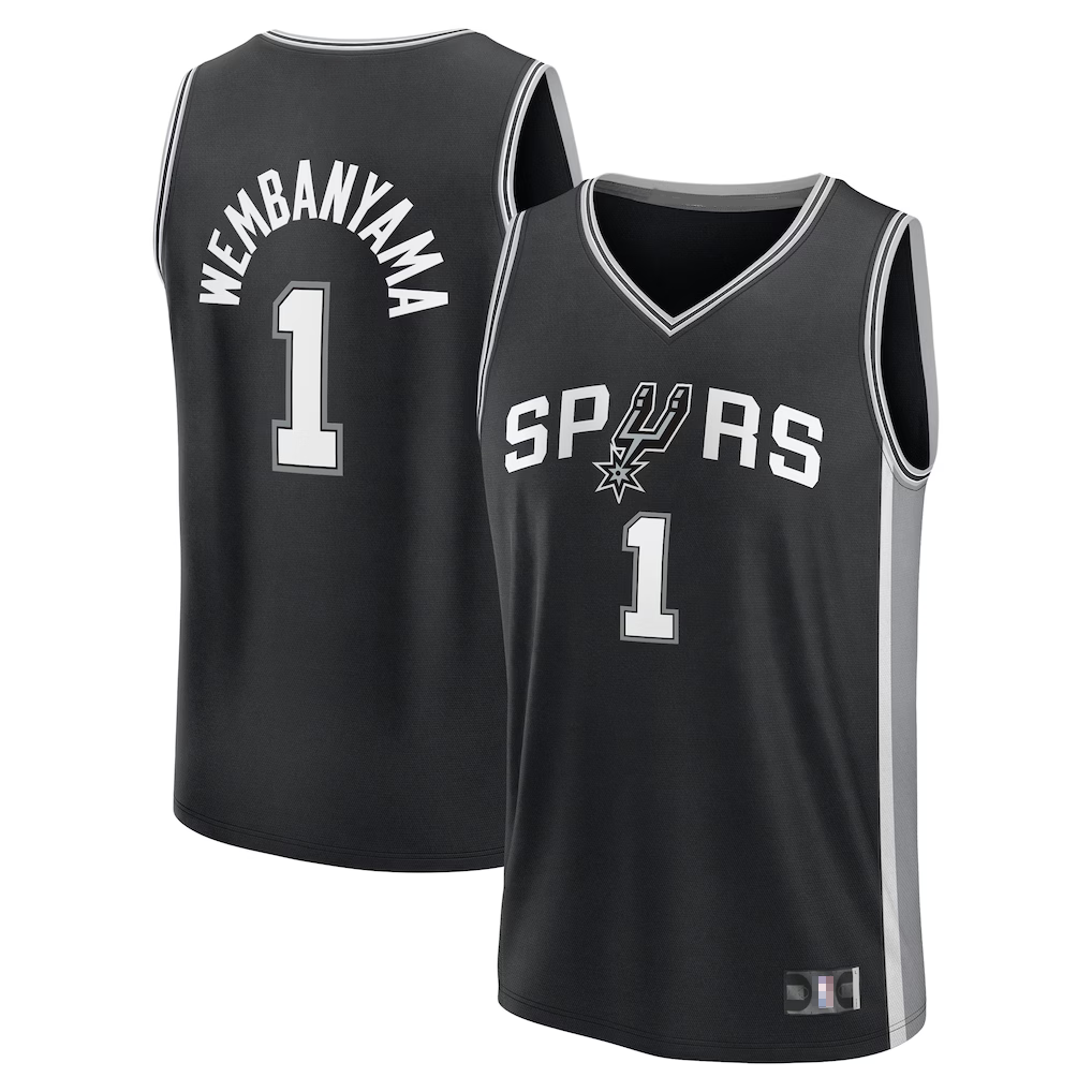 harde SA.Spurs #1 Victor Wembanyama Fanatics Black Fast Break Replica Player Jerseys - Icon Edition
