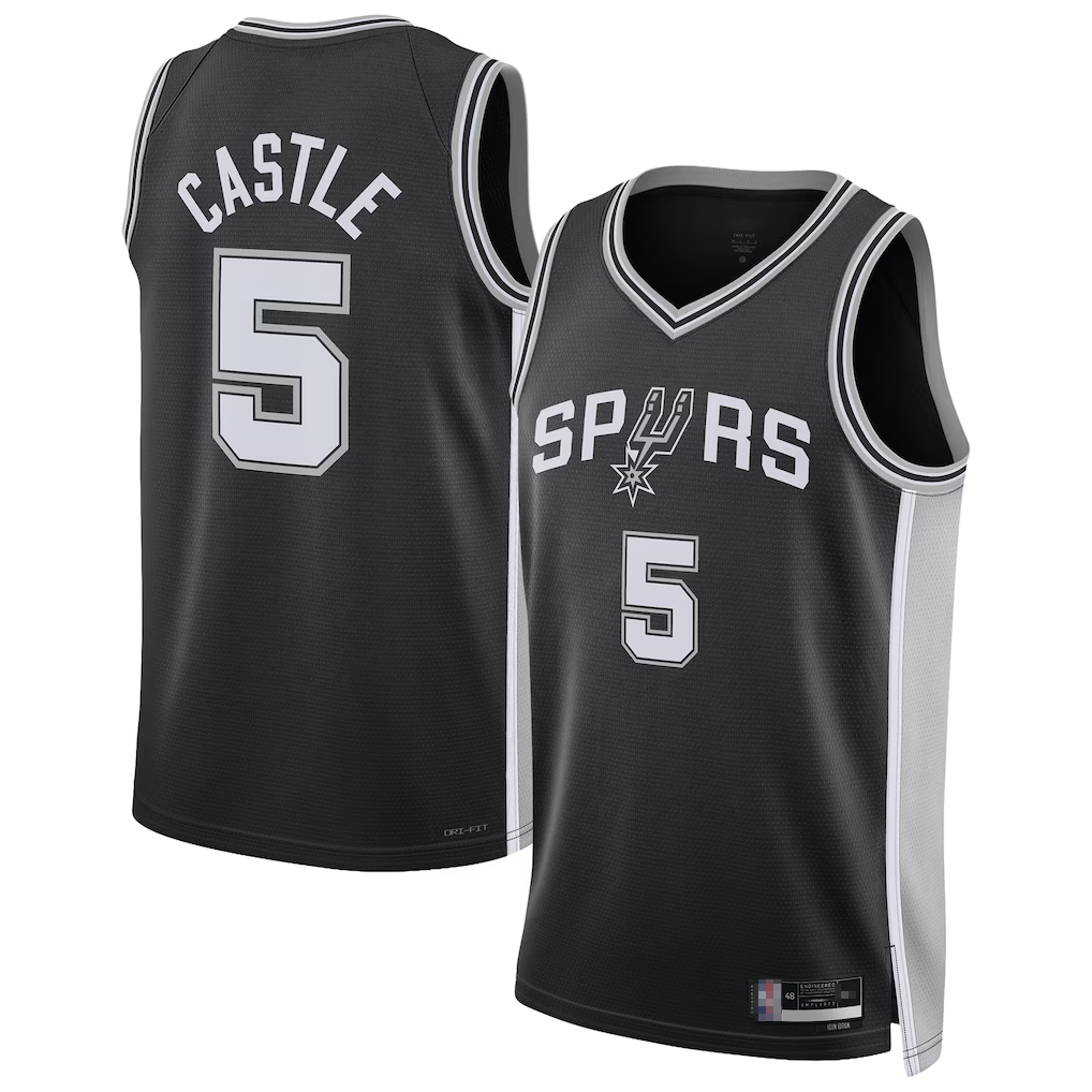 harde SA.Spurs #5 Stephon Castle Black Swingman Jerseys - Icon Edition