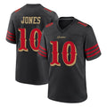 harde SF.49ers #10 Mac Jones Player Black Rivalries Collection Home Game Stitched Jerseys