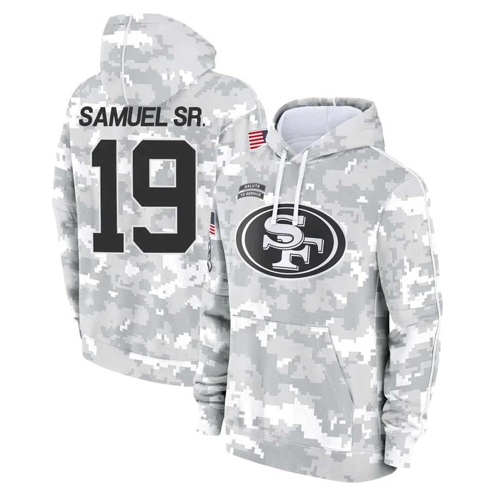 harde SF.49ers #19 Deebo Samuel Sr. Player Arctic Camo Limited Salute to Service Pullover Hoodies Game Stitched Jerseys
