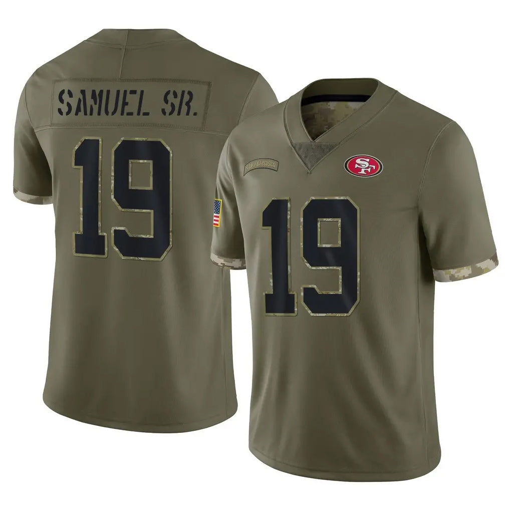 harde SF.49ers #19 Deebo Samuel Sr. Player Olive Limited Salute To Service Home Game Stitched Jerseys