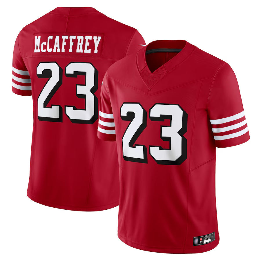 harde SF.49ers #23 Christian McCaffrey Player Scarlet Vapor F.U.S.E. Limited Stitched Jerseys
