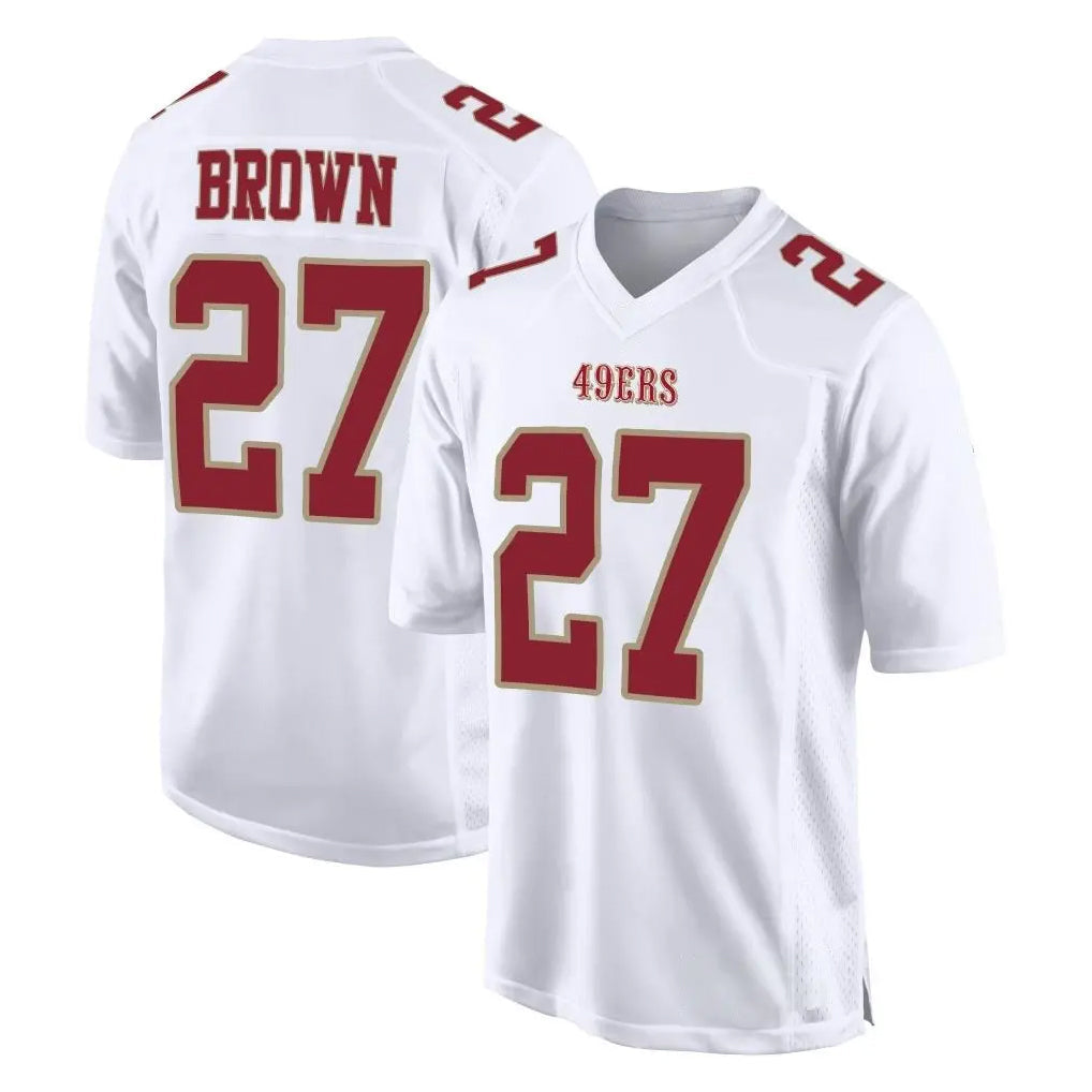 harde SF.49ers #27 Ji'Ayir Brown Player White Fashion Home Game Stitched Jerseys