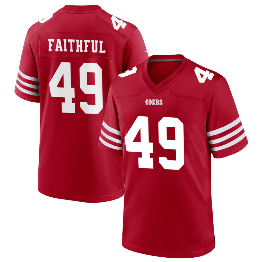 harde SF.49ers #49 The Faithful Player Scarlet Home Game Football Jerseys