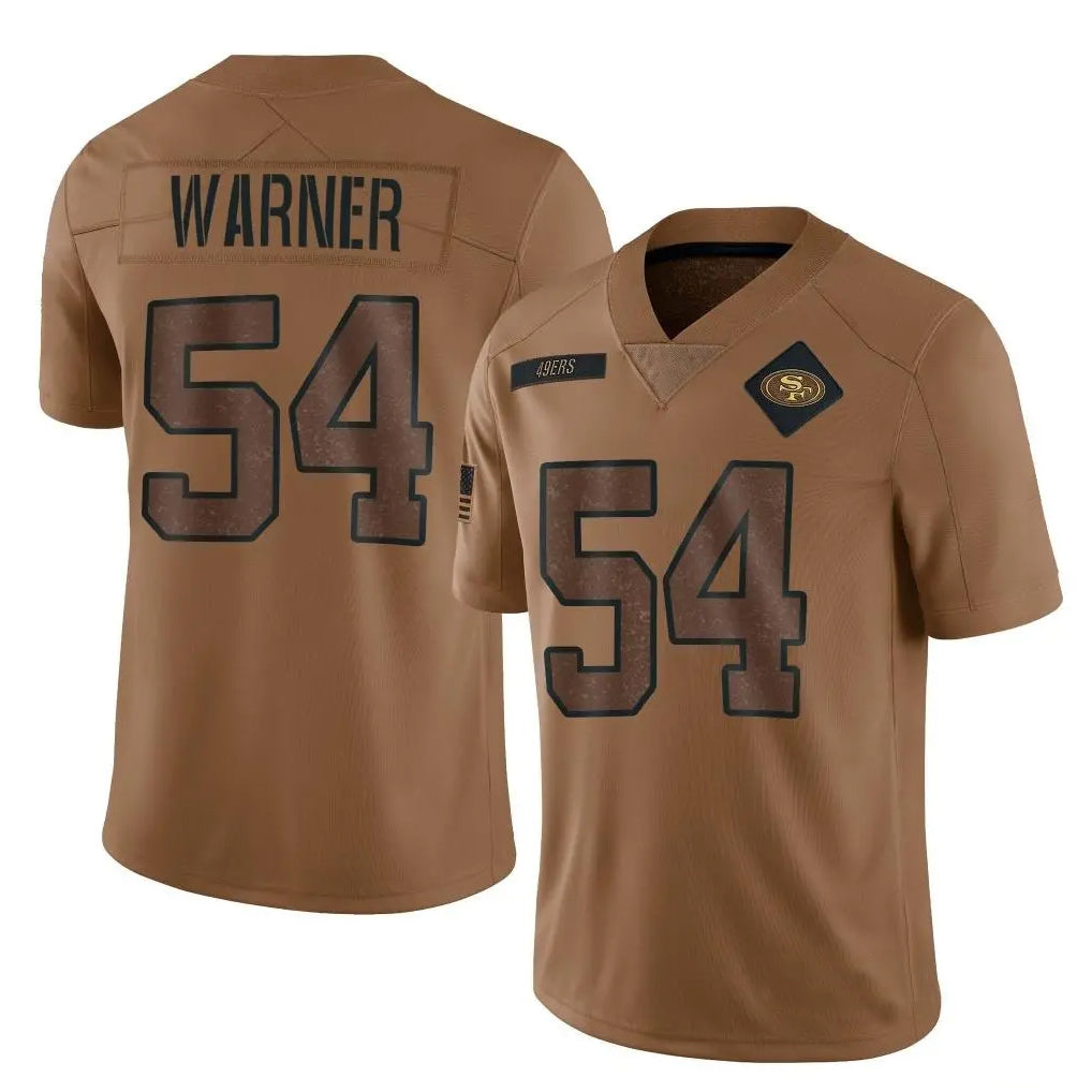 harde SF.49ers #54 Fred Warner Player Brown Salute To Service Limited Stitched Jerseys