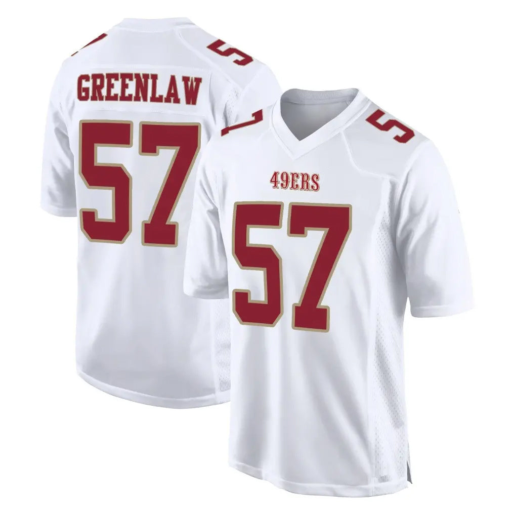 harde SF.49ers #57 Dre Greenlaw Player White Fashion Home Game Stitched Jerseys
