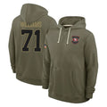 harde SF.49ers #71 Trent Williams Player Olive Salute to Service Pullover Hoodies Limited Stitched Jerseys