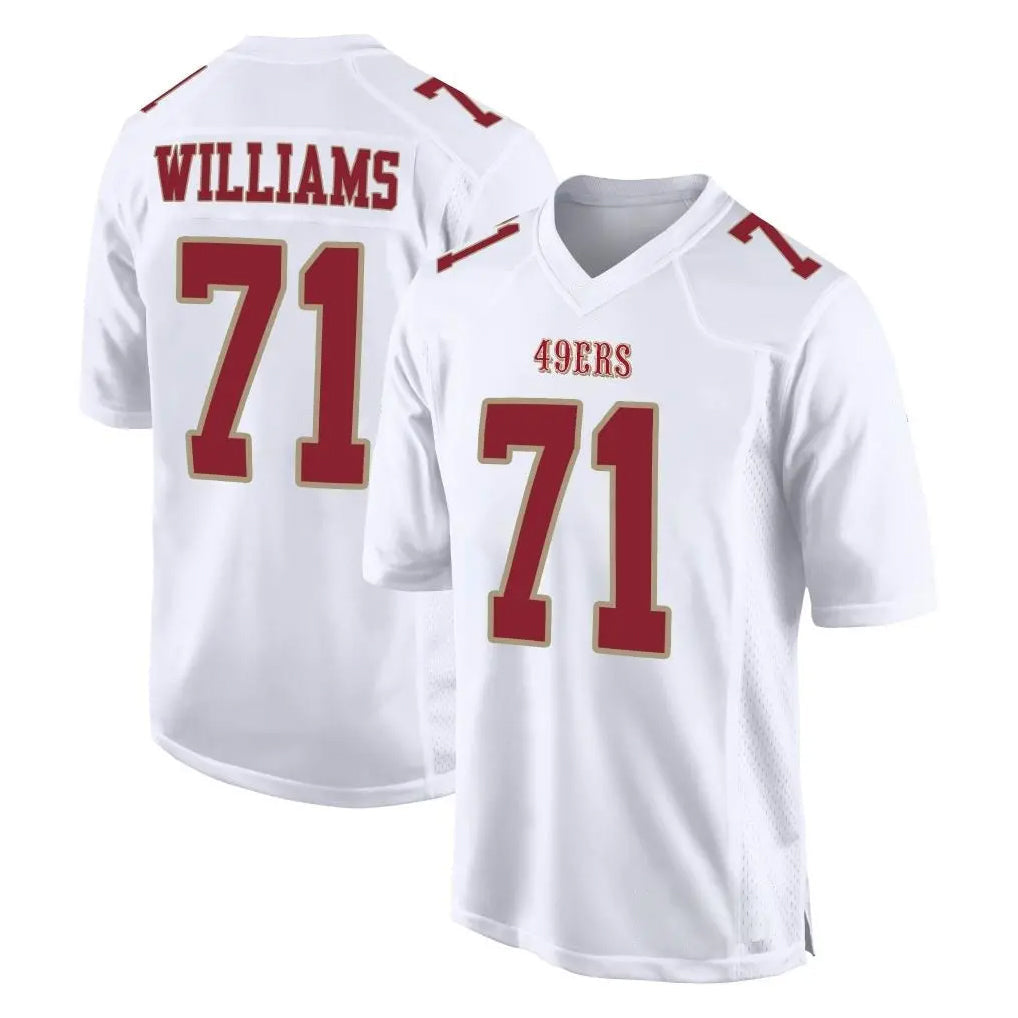 harde SF.49ers #71 Trent Williams Player White Fashion Home Game Stitched Jerseys