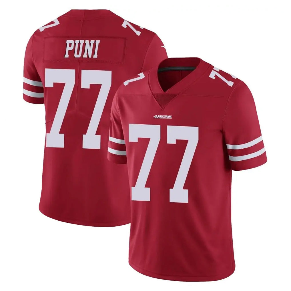harde SF.49ers #77 Dominick Puni Player Red Limited Vapor Untouchable Home Game Stitched Jerseys