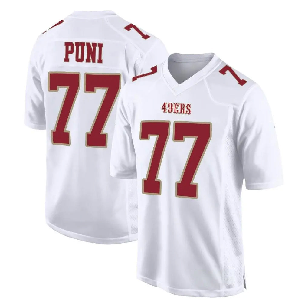 harde SF.49ers #77 Dominick Puni Player White Fashion Home Game Stitched Jerseys