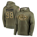 harde SF.49ers #98 Mykel Williams Player Olive Salute to Service Pullover Hoodie Home Game Stitched Jerseys