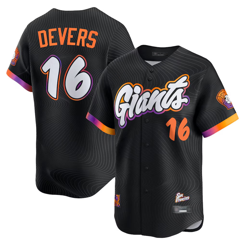 harde SF.Giants #16 Rafael Devers Player Black 2025 City Connect Home Limited Stitched Jerseys