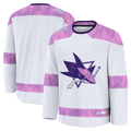 harde S.Jose Sharks White 2024 Hockey Fights Cancer Practice Jerseys