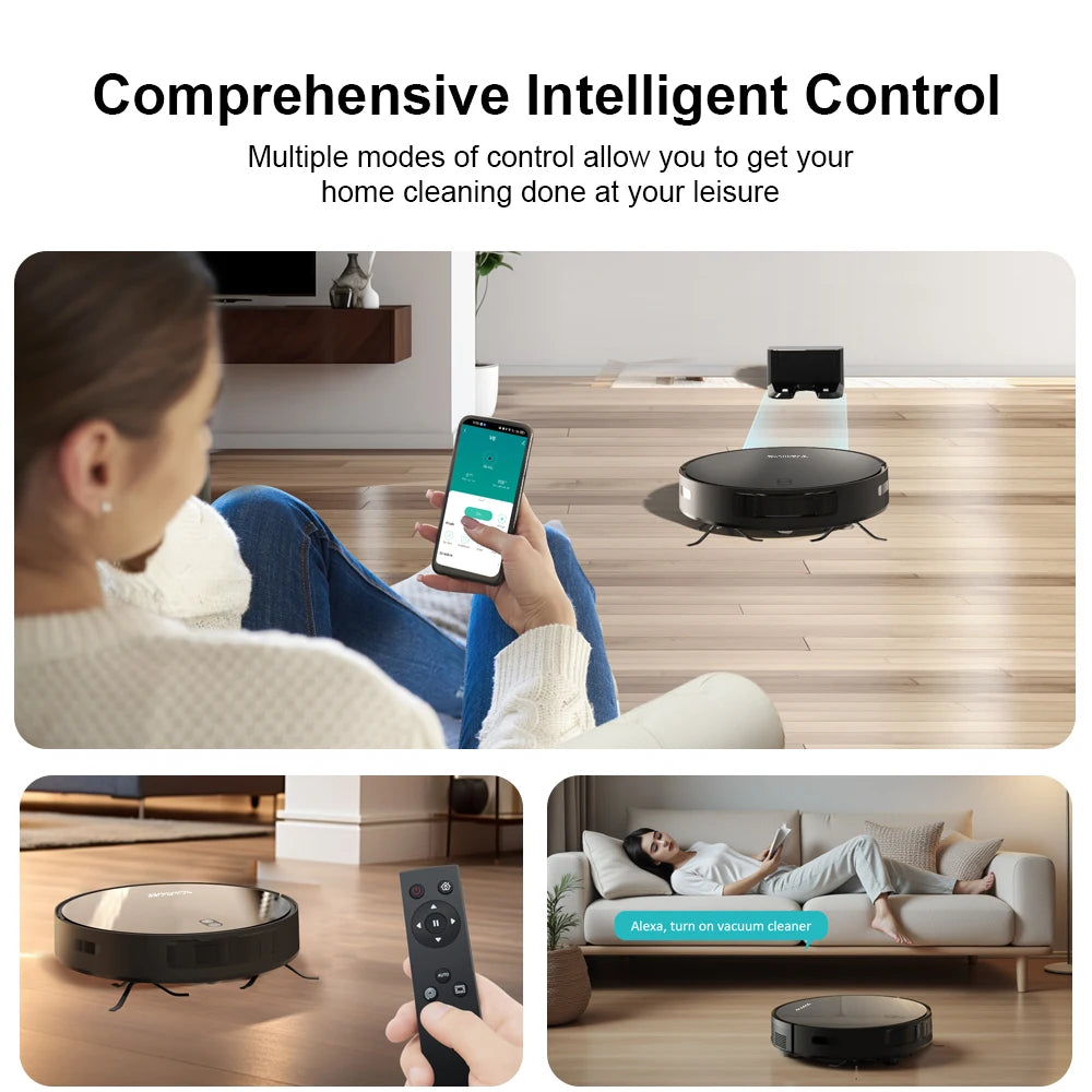Robot Vacuum Cleaner Combo and Mop 6000PA Strong Suction  Robotic App& Remote Control Self-Charging Smart Mapping for Pet Hair