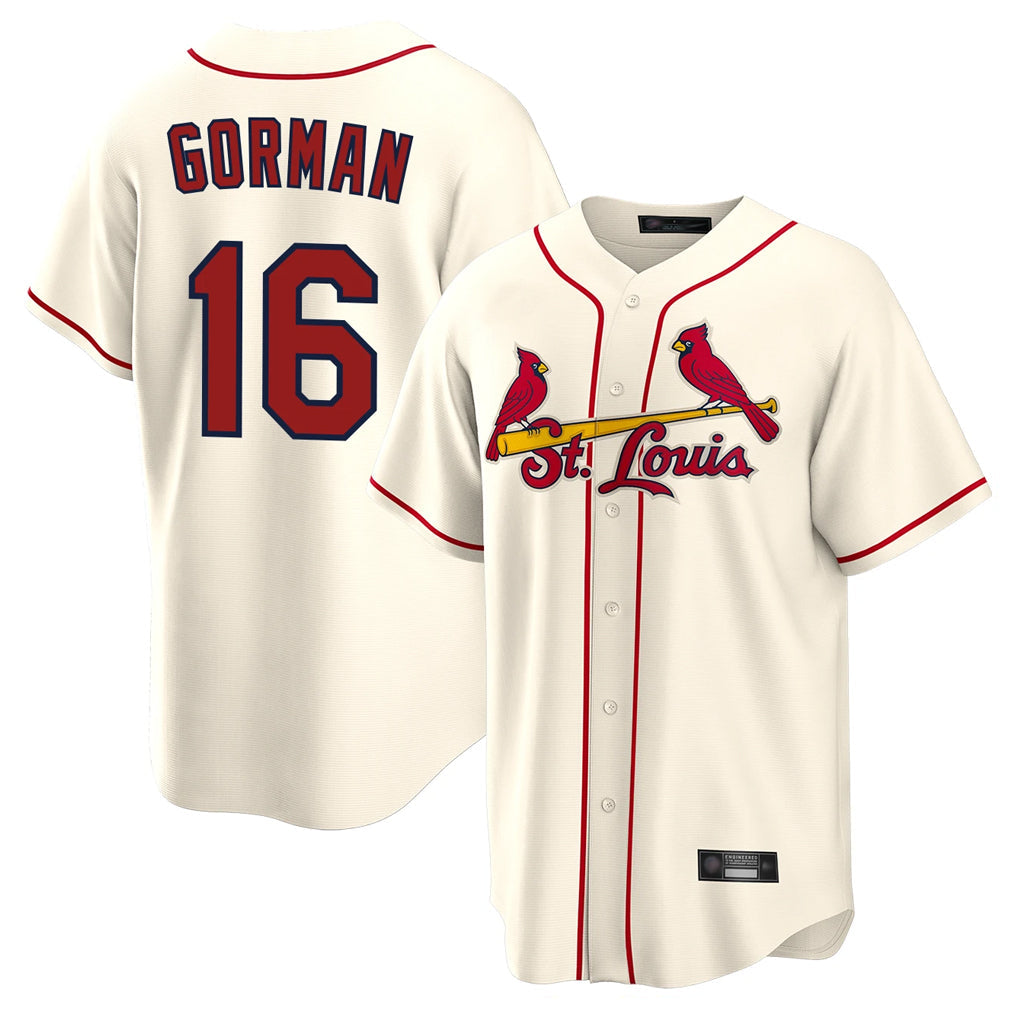 harde St. Louis Cardinals #16 Nolan Gorman Player Cream Home Game Stitched Jerseys