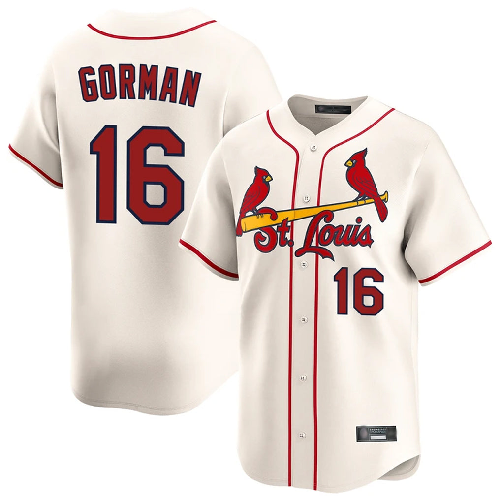 harde St. Louis Cardinals #16 Nolan Gorman Player Cream Home Limited Stitched Jerseys