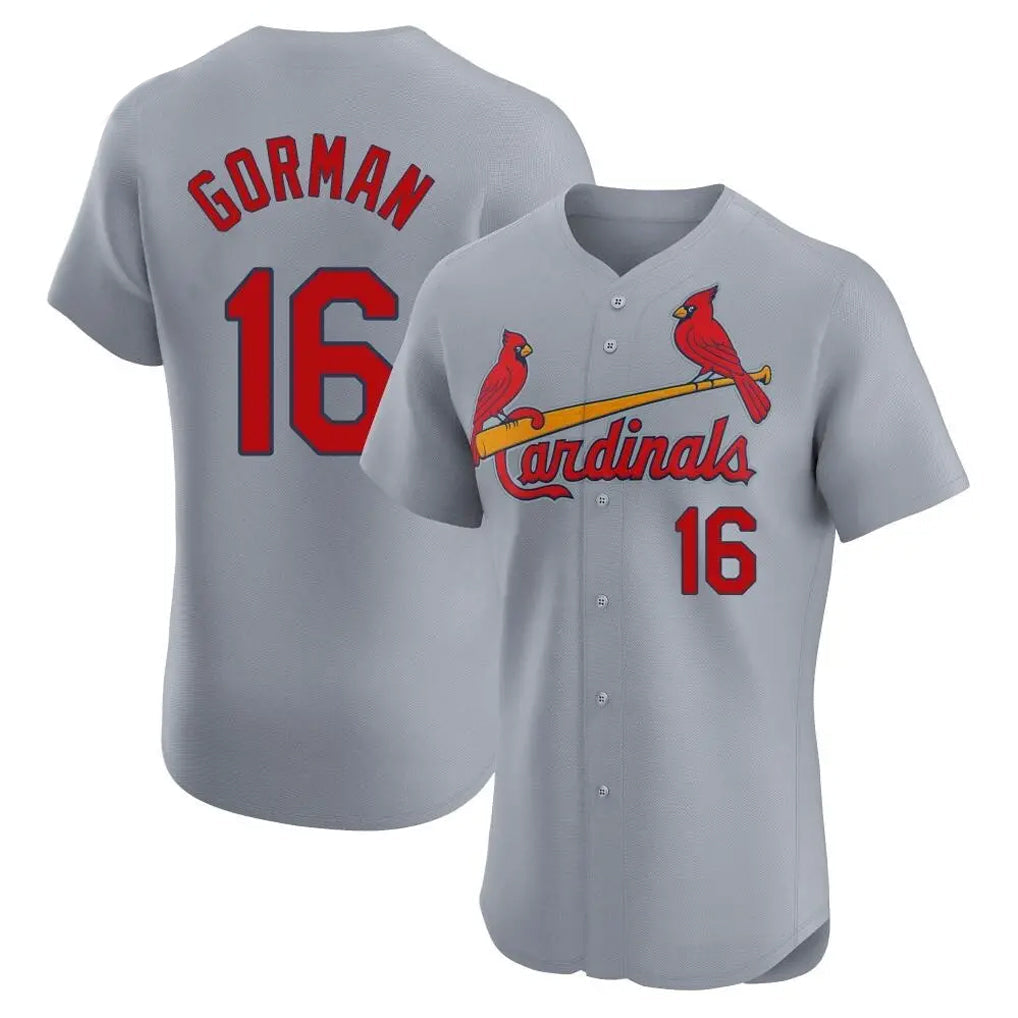 harde St. Louis Cardinals #16 Nolan Gorman Player Gray Home Limited Elite Stitched Jerseys