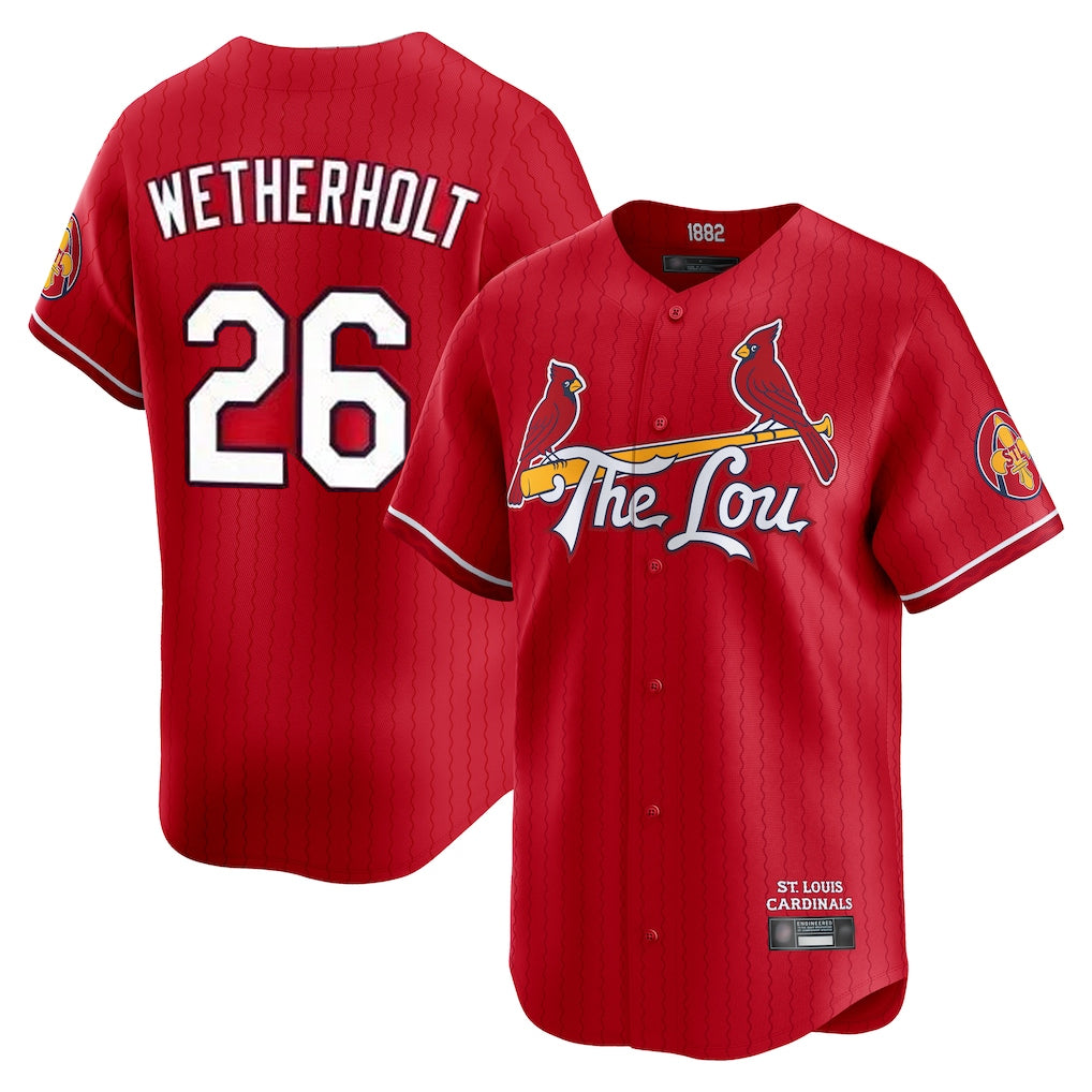 harde St. Louis Cardinals #26 JJ Wetherholt Player Red City Connect Limited Stitched Jerseys