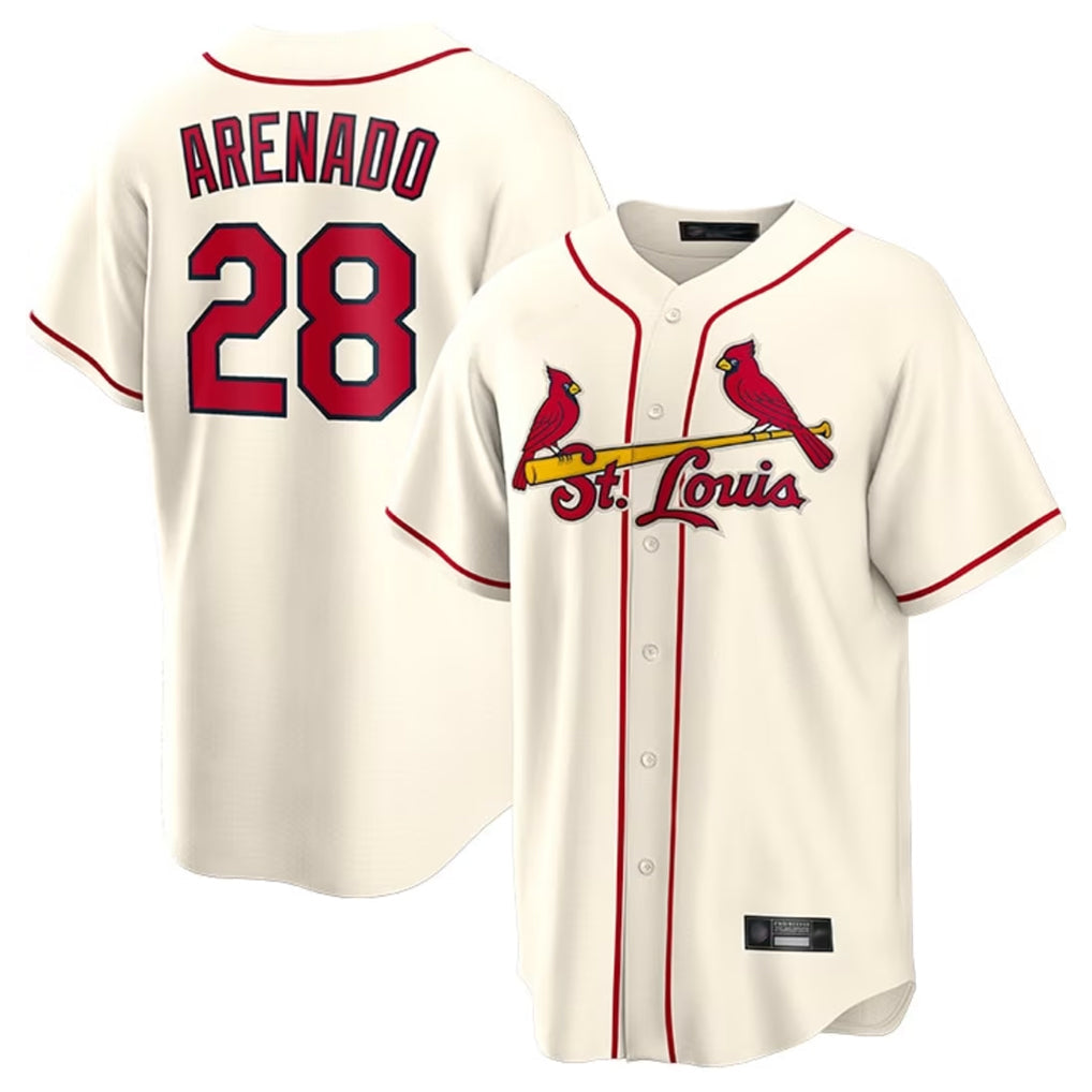 harde St. Louis Cardinals #28 Nolan Arenado Player Cream Home Game Stitched Jerseys