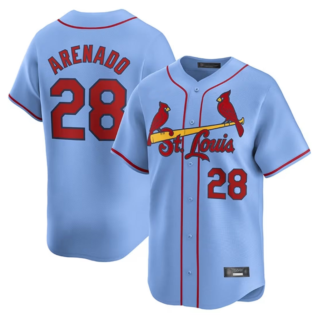harde St. Louis Cardinals #28 Nolan Arenado Player Light Blue Home Limited Stitched Jerseys