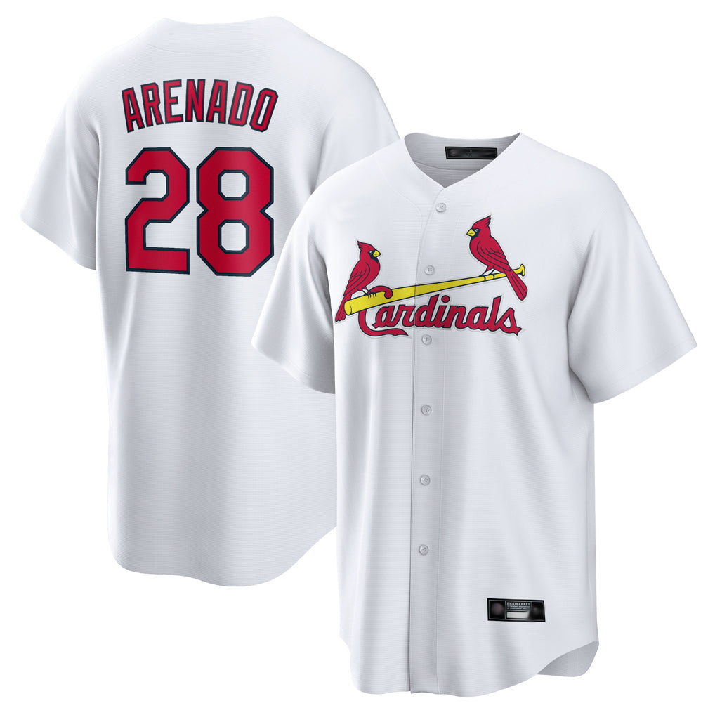 harde St. Louis Cardinals #28 Nolan Arenado Player White Home Game Stitched Jerseys