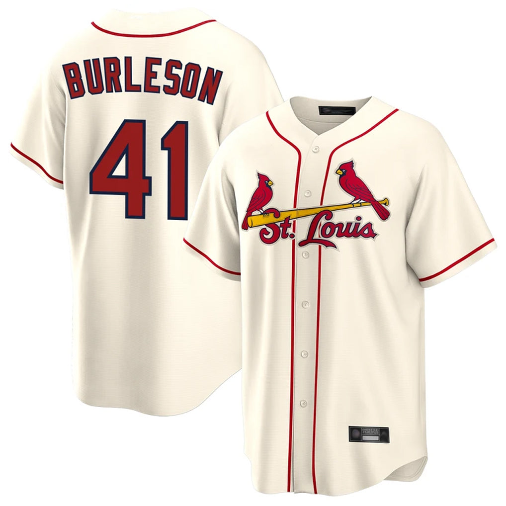 harde St. Louis Cardinals #41 Alec Burlesona Player Cream Home Game Stitched Jerseys