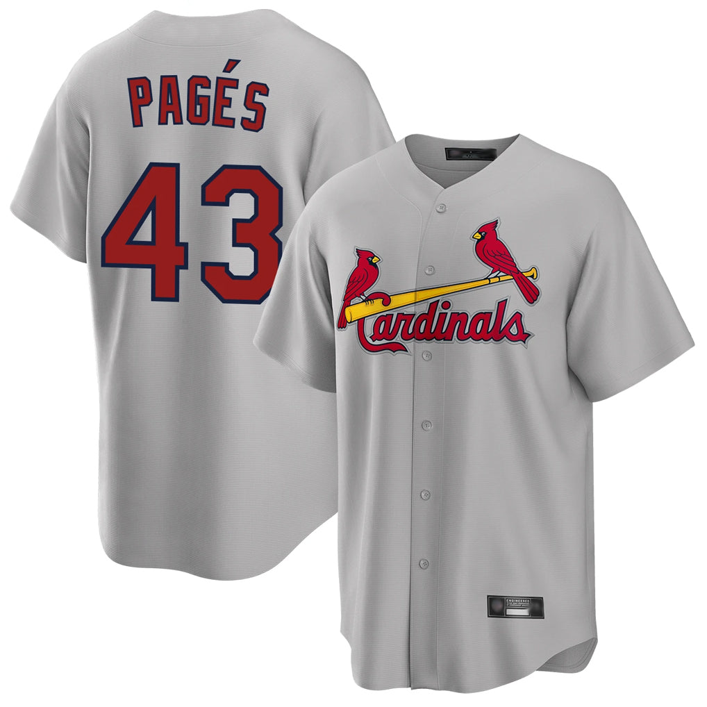 harde St. Louis Cardinals #43 Pedro Pages Player Gray Home Game Stitched Jerseys