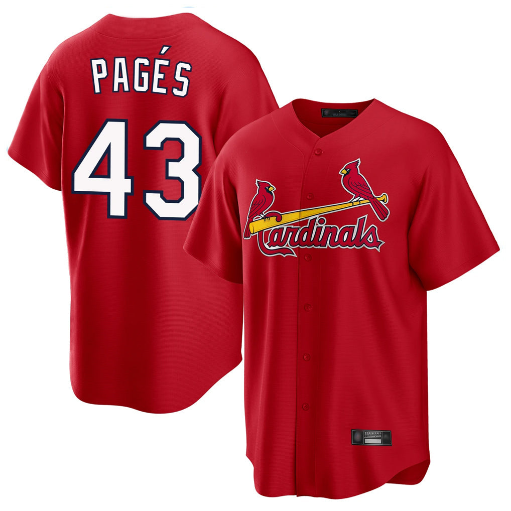 harde St. Louis Cardinals #43 Pedro Pages Player Red Home Game Stitched Jerseys
