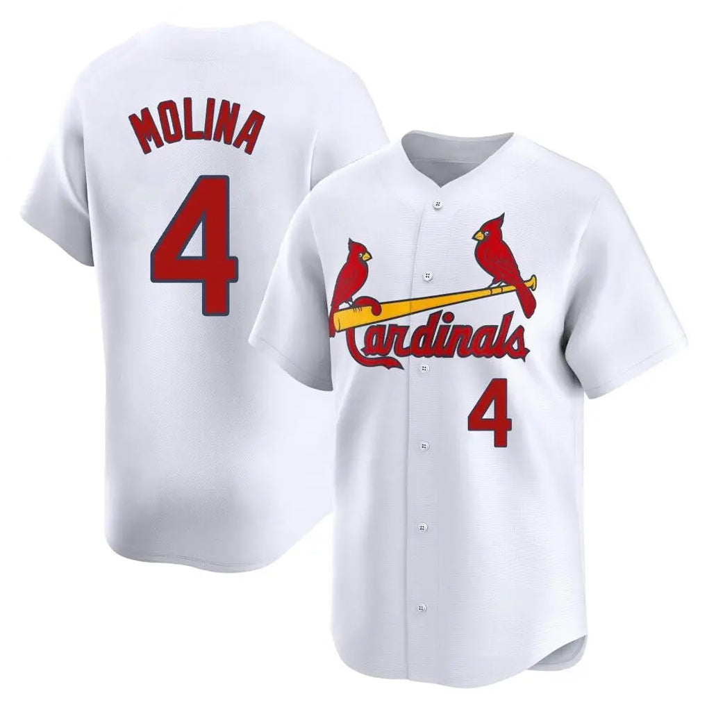 harde St. Louis Cardinals #4 Yadier Molina Player White Home Limited Stitched Jerseys