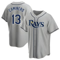 harde TB.Rays #13 Junior Caminero Player Gray Home Game Stitched Jerseys