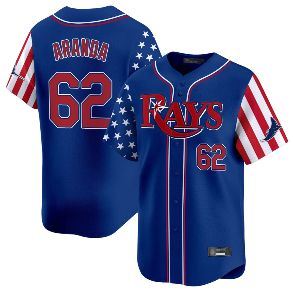 harde TB.Rays #62 Jonathan Aranda Player Royal 2025 Independence Day Vapor Premier Limited Stitched Jerseys