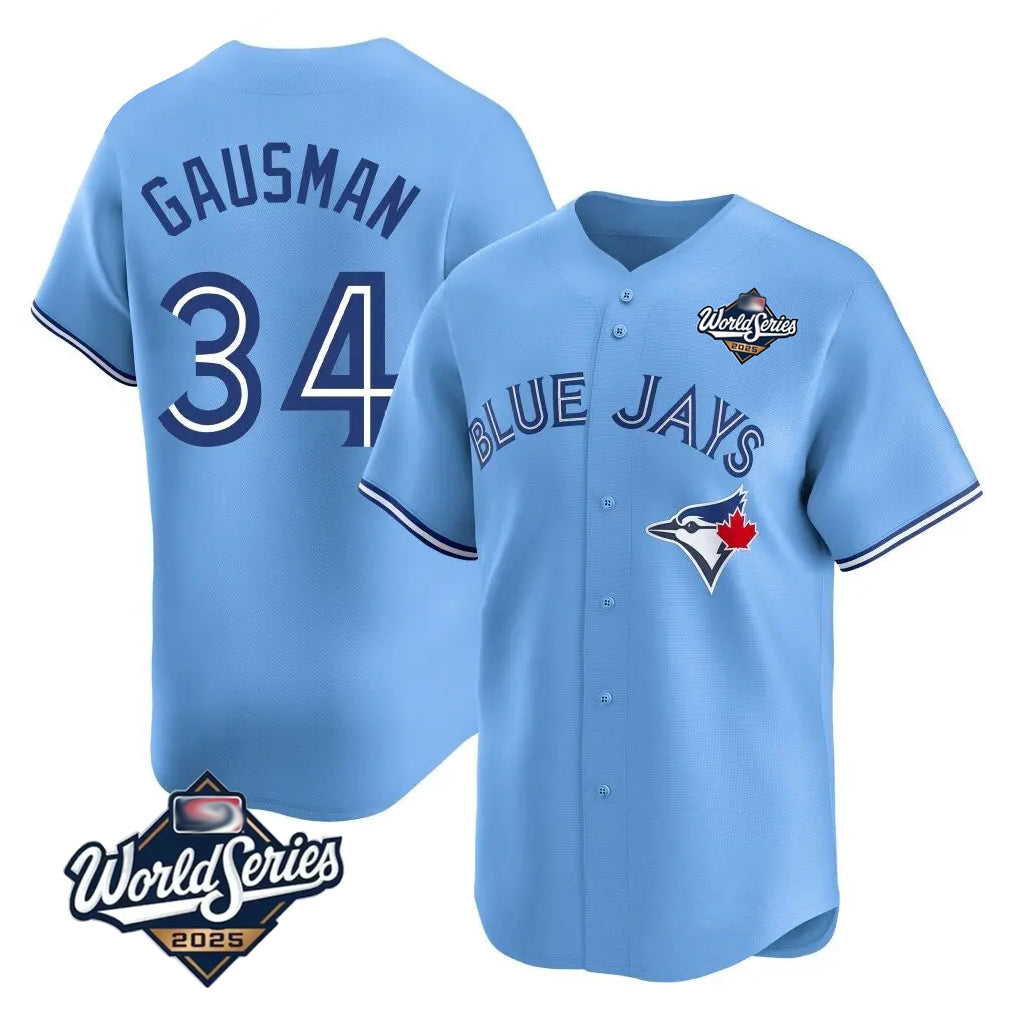 harde T.Blue Jays #34 Kevin Gausman Player Blue 2025 World Series Limited Stitched Jerseys