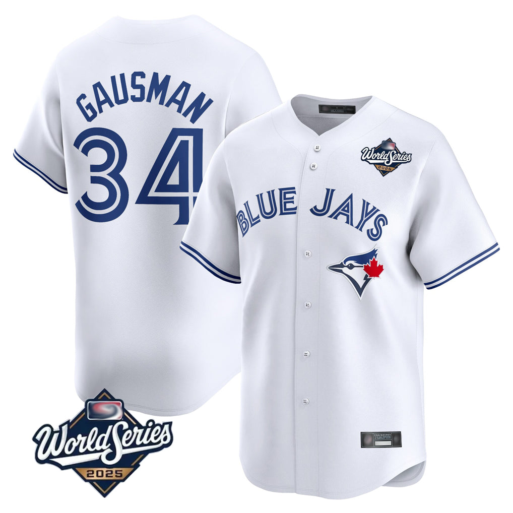 harde T.Blue Jays #34 Kevin Gausman Player White 2025 World Series Home Limited Stitched Jerseys