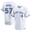 harde T.Blue Jays #57 Shane Bieber Player White Limited Home Stitched Jerseys