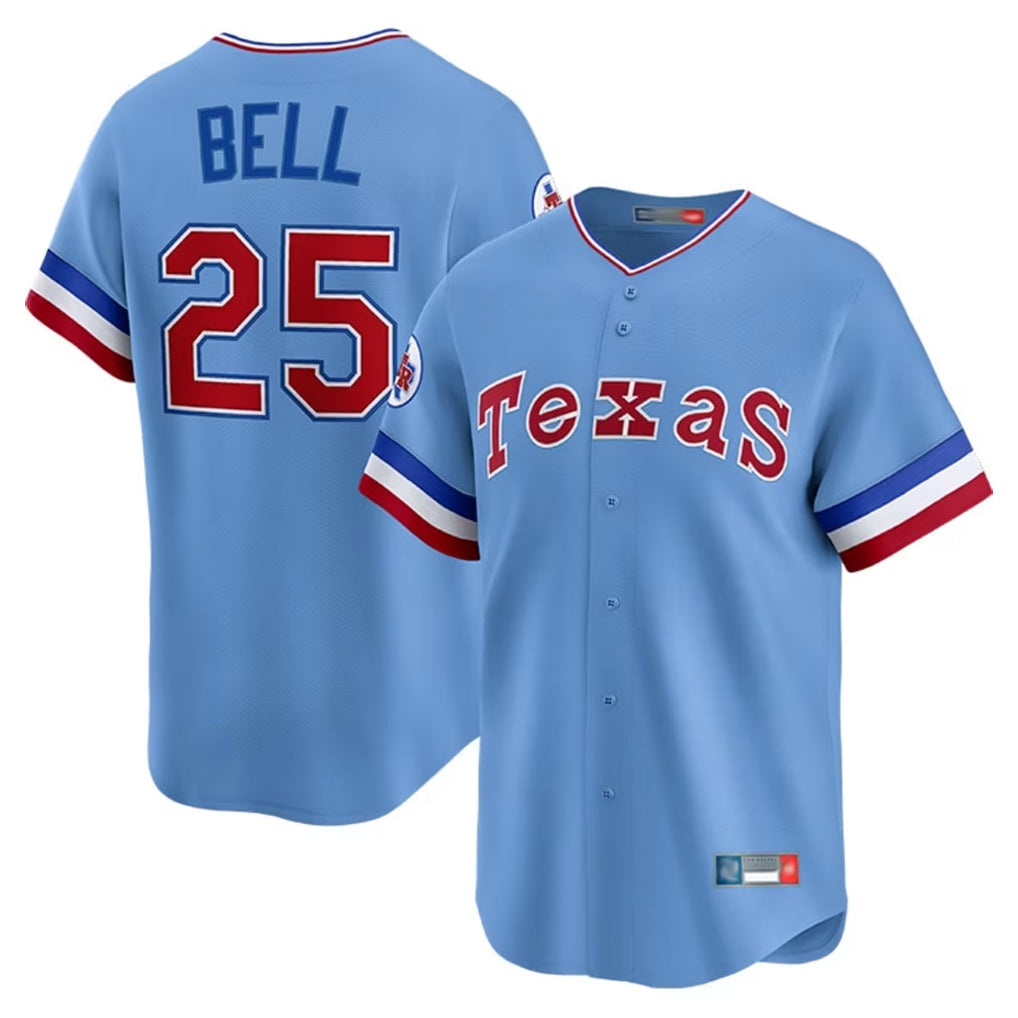 harde T.Rangers #25 Buddy Bell Player Blue Home City Connect Limited Stitched Jerseys