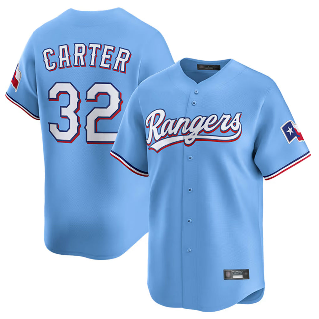 harde T.Rangers #32 Evan Carter Player Light Blue Home Limited Stitched Jerseys