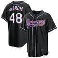 harde T.Rangers #48 Jacob deGrom Player Black 2026 Out Fashion Replica Stitched Jerseys